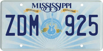 MS license plate ZDM925