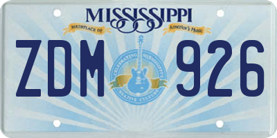 MS license plate ZDM926