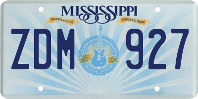 MS license plate ZDM927