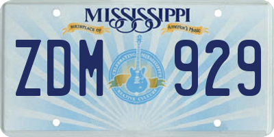 MS license plate ZDM929