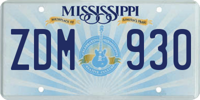MS license plate ZDM930