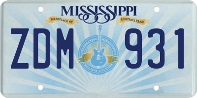 MS license plate ZDM931