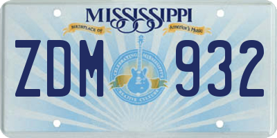 MS license plate ZDM932