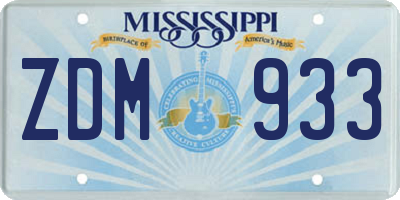 MS license plate ZDM933
