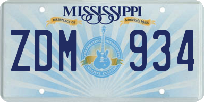 MS license plate ZDM934