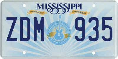 MS license plate ZDM935