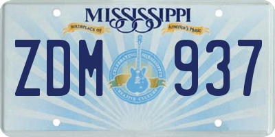 MS license plate ZDM937