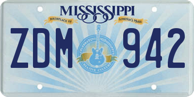 MS license plate ZDM942