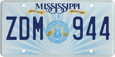 MS license plate ZDM944