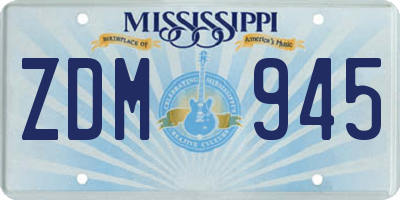 MS license plate ZDM945