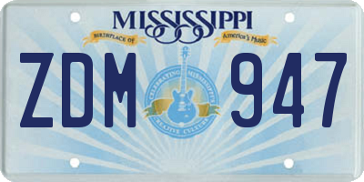 MS license plate ZDM947