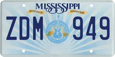 MS license plate ZDM949