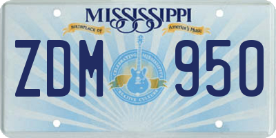 MS license plate ZDM950