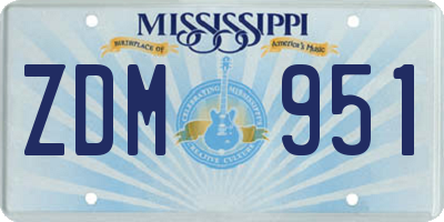 MS license plate ZDM951
