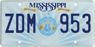 MS license plate ZDM953