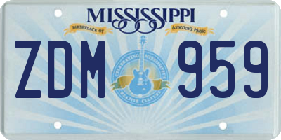 MS license plate ZDM959
