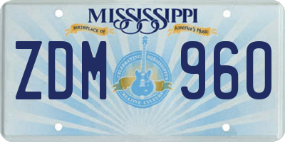 MS license plate ZDM960