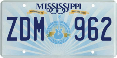 MS license plate ZDM962