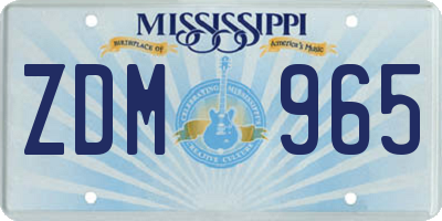 MS license plate ZDM965