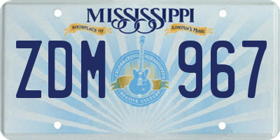 MS license plate ZDM967