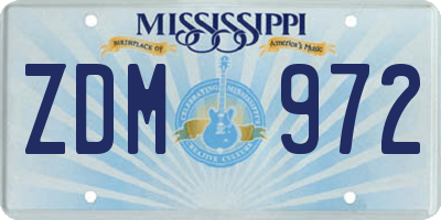 MS license plate ZDM972