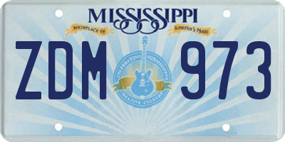MS license plate ZDM973