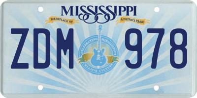 MS license plate ZDM978