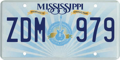 MS license plate ZDM979