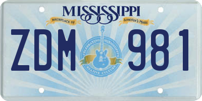 MS license plate ZDM981