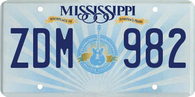 MS license plate ZDM982