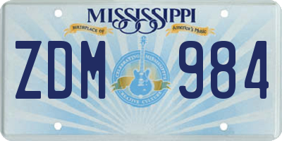 MS license plate ZDM984