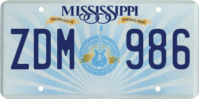MS license plate ZDM986