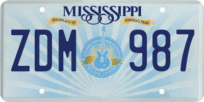 MS license plate ZDM987