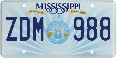 MS license plate ZDM988