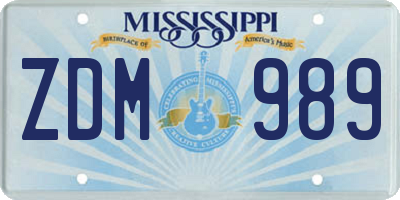 MS license plate ZDM989