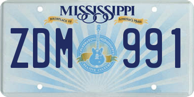 MS license plate ZDM991