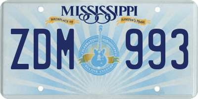 MS license plate ZDM993