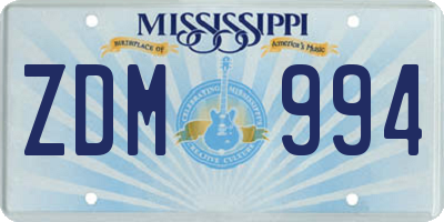 MS license plate ZDM994