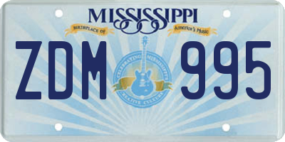 MS license plate ZDM995