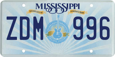 MS license plate ZDM996