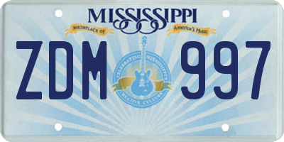 MS license plate ZDM997
