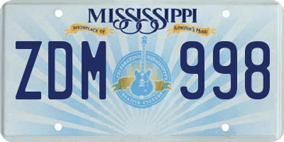 MS license plate ZDM998