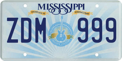 MS license plate ZDM999