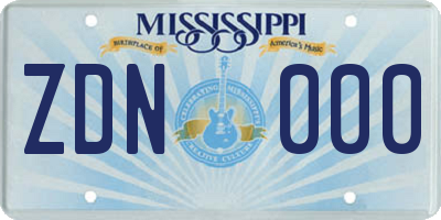 MS license plate ZDN000