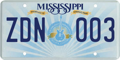 MS license plate ZDN003