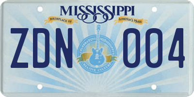 MS license plate ZDN004