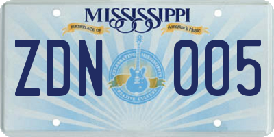 MS license plate ZDN005