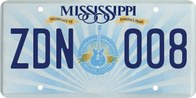 MS license plate ZDN008