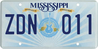 MS license plate ZDN011