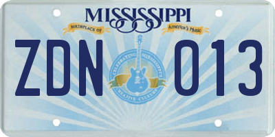 MS license plate ZDN013